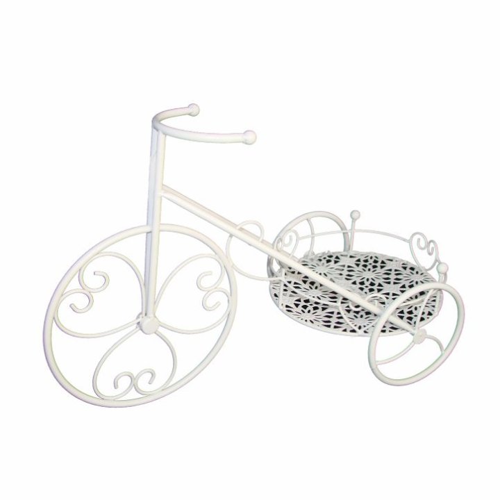 STALAK ZA CVIJEĆE TRICIKL METALNI KREM 55x25x32 CM