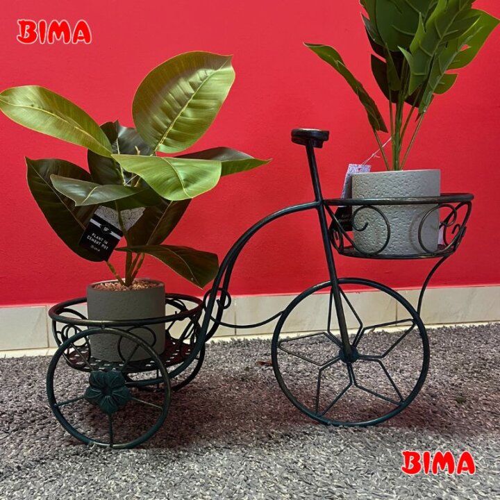 STALAK ZA CVIJEĆE - TRICIKL ZA 2 TEGLE METALNI ANTIK 53x21x38 CM