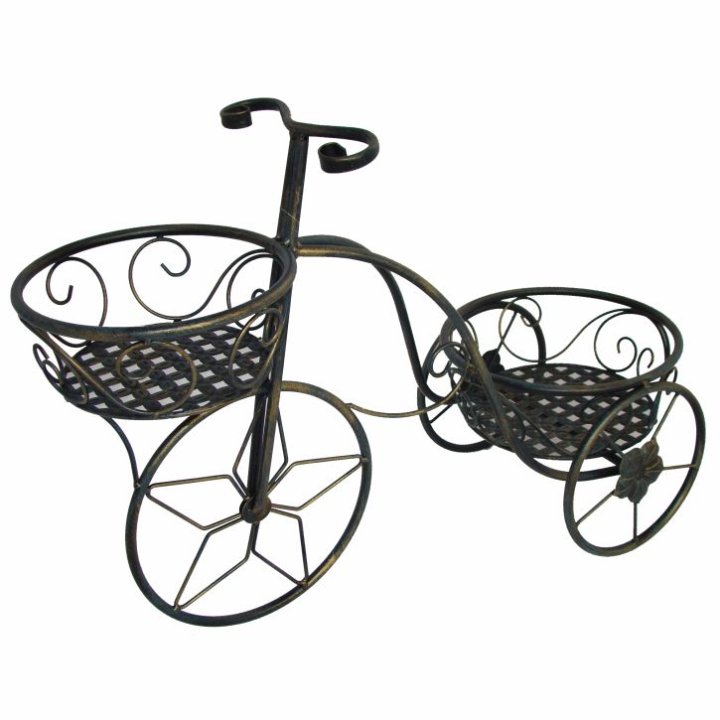 STALAK ZA CVIJEĆE - TRICIKL ZA 2 TEGLE METALNI ANTIK 53x21x38 CM
