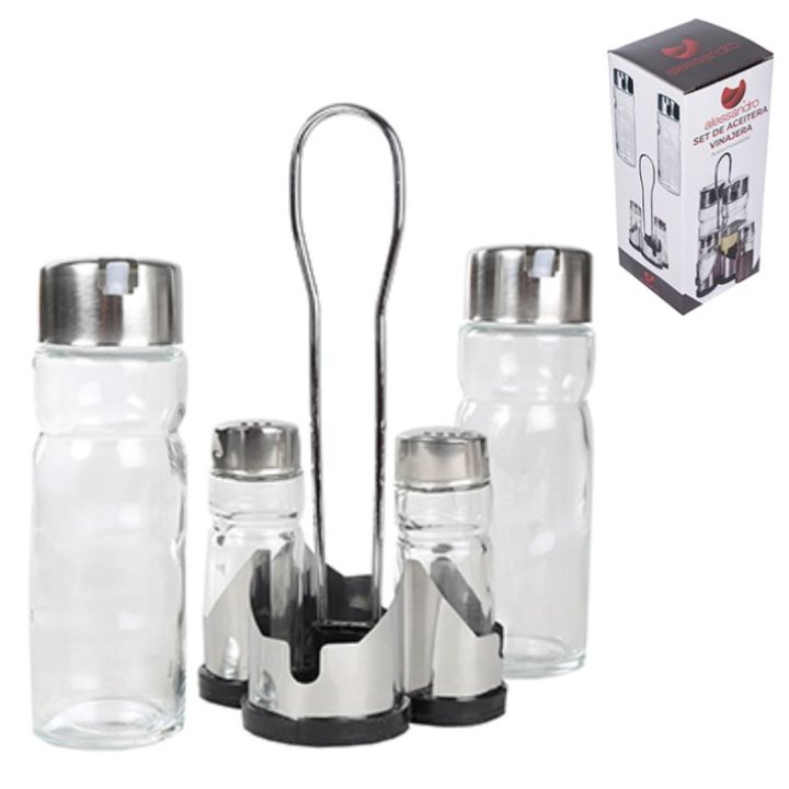 OCAT, ULJE, SOL I PAPAR SET NA INOX STALKU