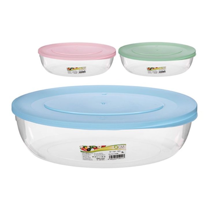 POSUDA ZA ČUVANJE HRANE OVALNA S POKLOPCEM U BOJI 30x18x8 CM- PVC