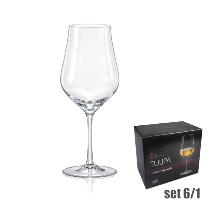 KRISTALNE ČAŠE ZA VINO 350 ML TULIPA 6/1
