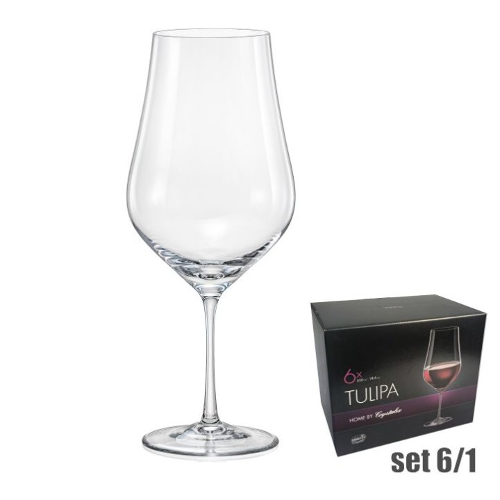 ČAŠE ZA CRNO VINO KRISTALIN TULIPA  6/1 550 ML