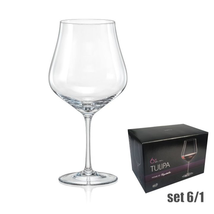 KRISTALNE ČAŠE ZA CRNO VINO TULIPA 6/1 600 ML