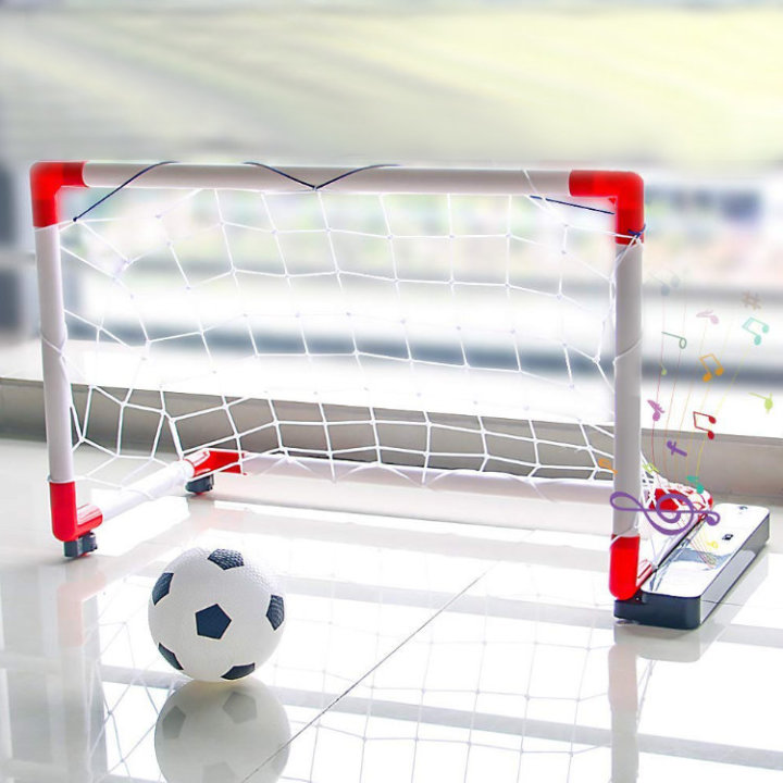NOGOMETNI GOL KOJI SE MIČE SA ZVUKOM NA BATERIJE, LOPTOM I PUMPOM U KUTIJI