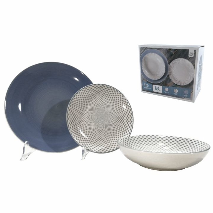 SET TANJURA KERAMIČKI 18 DIJELNI - FLEXY BLUE