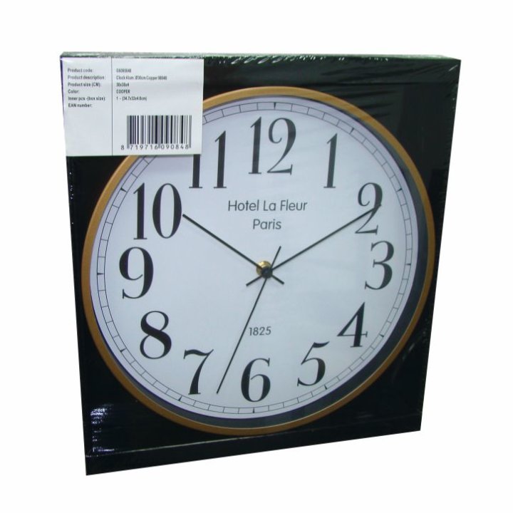 SAT ZIDNI OKRUGLI 30 CM - BAKRENI RUB