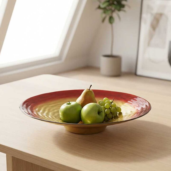 ZDJELA STAKLENA MODUS DOMUS 33 CM CRVENO-ZLATNA