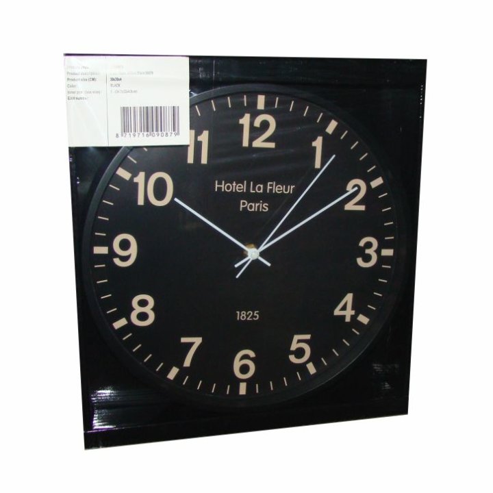 SAT ZIDNI OKRUGLI 30 CM - CRNI RUB