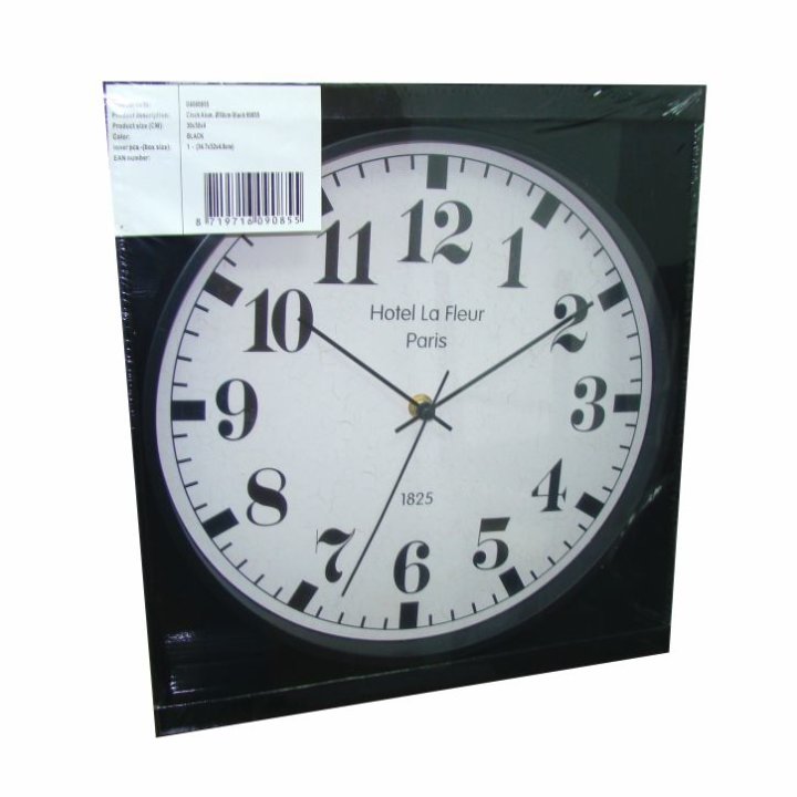 SAT ZIDNI OKRUGLI 30 CM - CRNI RUB
