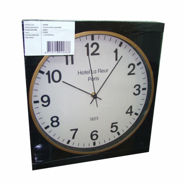 ZIDNI SAT OKRUGLI 30 CM - BAKRENI RUB
