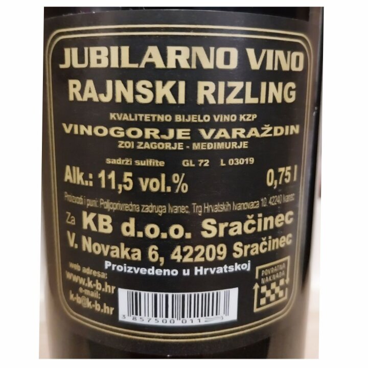 VINO BIJELO 0,75L S PRIGODNIM NATPISOM