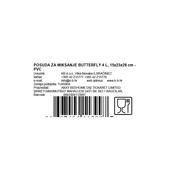 POSUDA ZA MIKSANJE BUTTERFLY 4 PVC