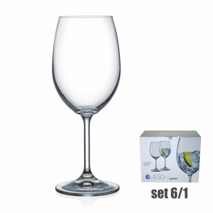 ČAŠE ZA VINO KRISTALIN LARA-GOBLET 6/1 450 mL