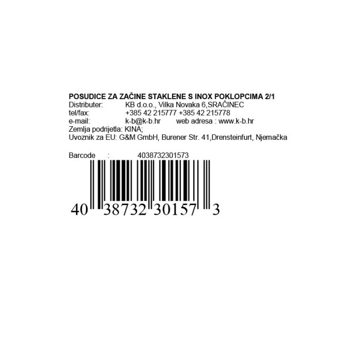 POSUDICE ZA ZAČINE STAKLENE S INOX POKLOPCIMA 2/1