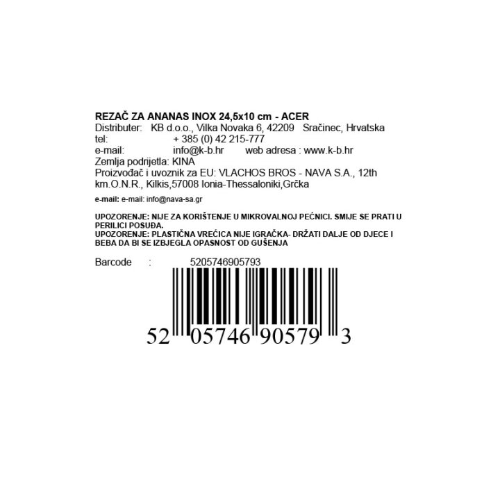 REZAČ ZA ANANAS INOX 24,5x10 cm - ACER