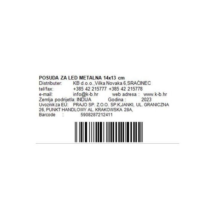 POSUDA ZA LED METALNA 14x13 cm