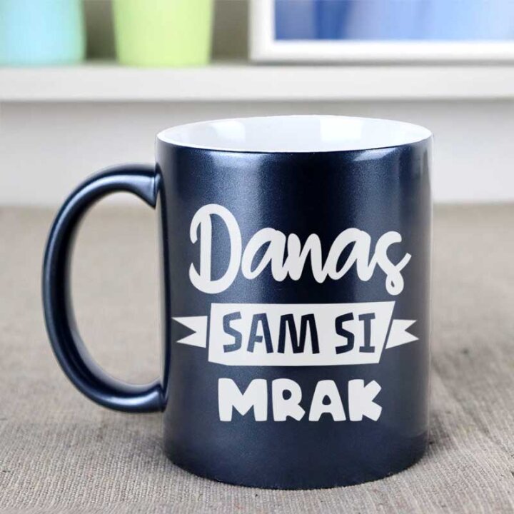 ŠALICA KERAMIČKA S TISKOM U POKLON KUTIJI GLITER ANTRACIT SIVA-Danas sam si mrak