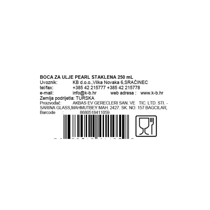BOCA ZA ULJE PEARL STAKLENA 250 mL