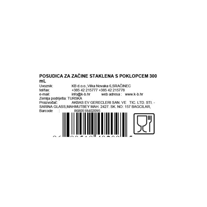 POSUDICA ZA ZAČINE STAKLENA S POKLOPCEM 300  mL