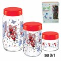 POSUDE ZA ZAČINE 3/1 STAKLENE DEKORIRANE S POKLOPCIMA 330 / 660 / 1000 mL