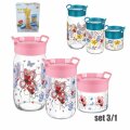 POSUDE ZA ZAČINE 3/1 STAKLENE DEKORIRANE S POKLOPCIMA 330 / 660 / 1000 mL