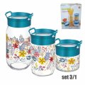 POSUDE ZA ZAČINE 3/1 STAKLENE DEKORIRANE S POKLOPCIMA 330 / 660 / 1000 mL