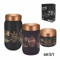 POSUDE ZA ZAČINE 3/1 STAKLENE CRNE DEKORIRANE S POKLOPCIMA 330 / 660 / 1000 mL
