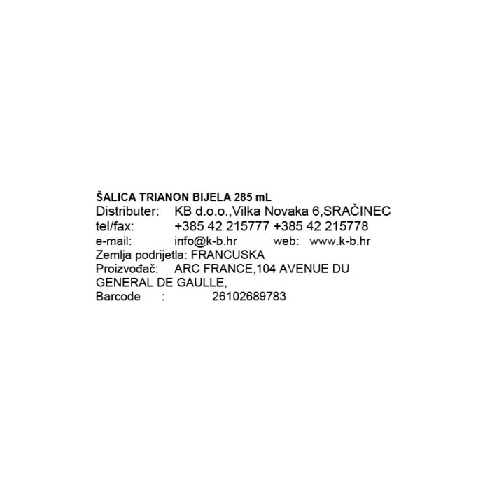 ŠALICA TRIANON BIJELA 285 mL