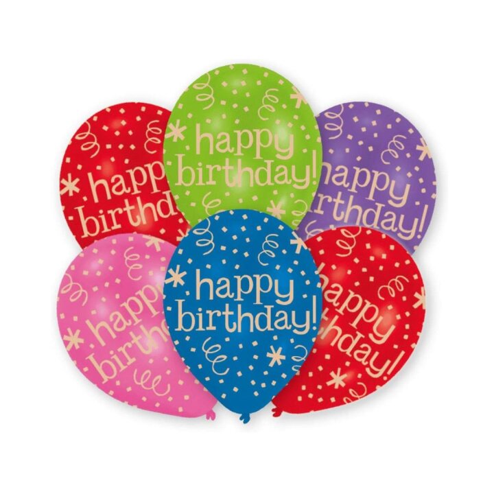 BALONI S NATPISOM HAPPY BIRTHDAY 6/1 - SORT BOJE