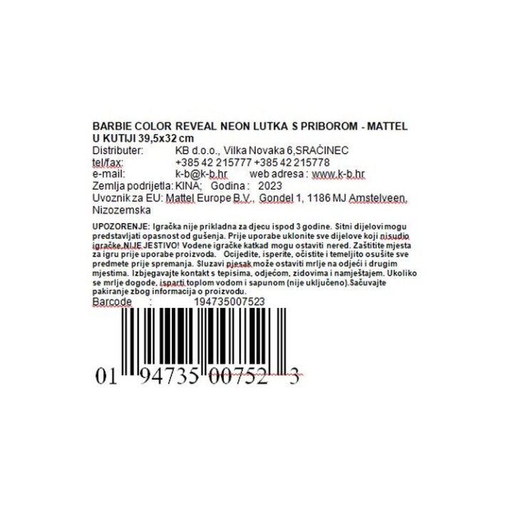 BARBIE COLOR REVEAL NEON LUTKA S PRIBOROM - MATTEL