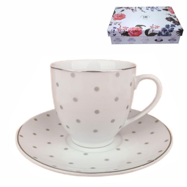 ŠALICE ZA KAVU 6/1 PORCULAN 180 ML - SREBRNA LINIJA