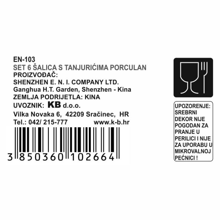 ŠALICE ZA KAVU S TANJURIĆIMA 6/1 PORCULAN 180 ML - CVIJEĆE