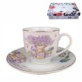 ŠALICE ZA KAVU S TANJURIĆIMA 6/1 PORCULAN 180 ML - LAVANDA