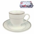 ŠALICE ZA KAVU S TANJURIĆIMA 6/1 PORCULAN 180 ML - SREBRNA LINIJA
