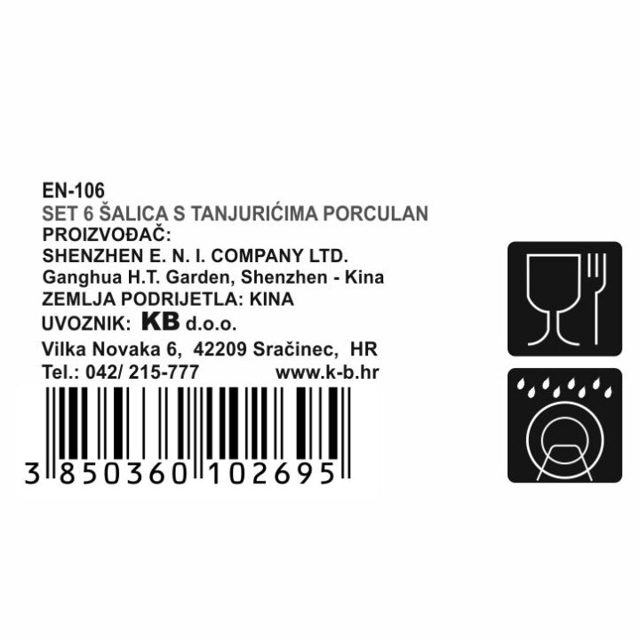 ŠALICE ZA KAVU S TANJURIĆIMA 6/1 PORCULAN 180 ML - CRNE TOČKICE