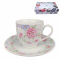 SET ŠALICA ZA KAVU S TANJURIĆIMA 6/1 PORCULAN 180 ML - CVJETNI DEKOR