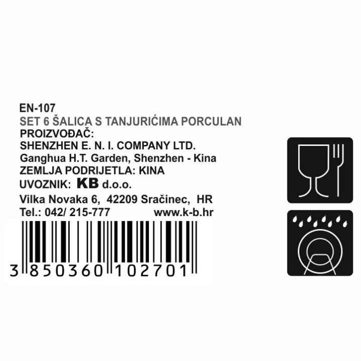SET ŠALICA ZA KAVU S TANJURIĆIMA 6/1 PORCULAN 180 ML - CVJETNI DEKOR