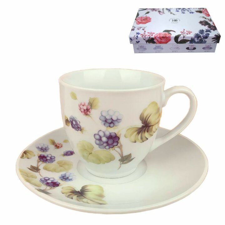 SET ŠALICA ZA KAVU S TANJURIĆIMA 6/1 PORCULAN 180 ML - KUPINA