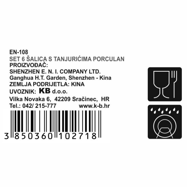 SET ŠALICA ZA KAVU S TANJURIĆIMA 6/1 PORCULAN 180 ML - KUPINA