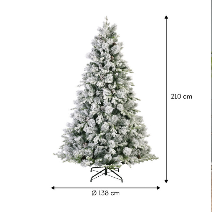 BOŽIĆNO DRVCE SA SNIJEGOM I ČEŠERIMA - METALNI STALAK 210 CM LAUSANNE FIR