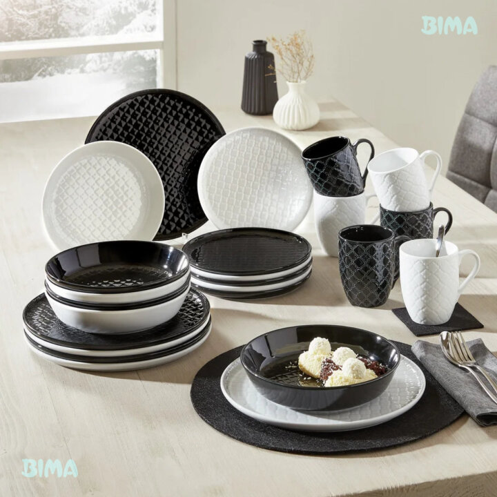 SERVIS ZA JELO PORCULANSKI 24 DIJELNI BLACK & WHITE