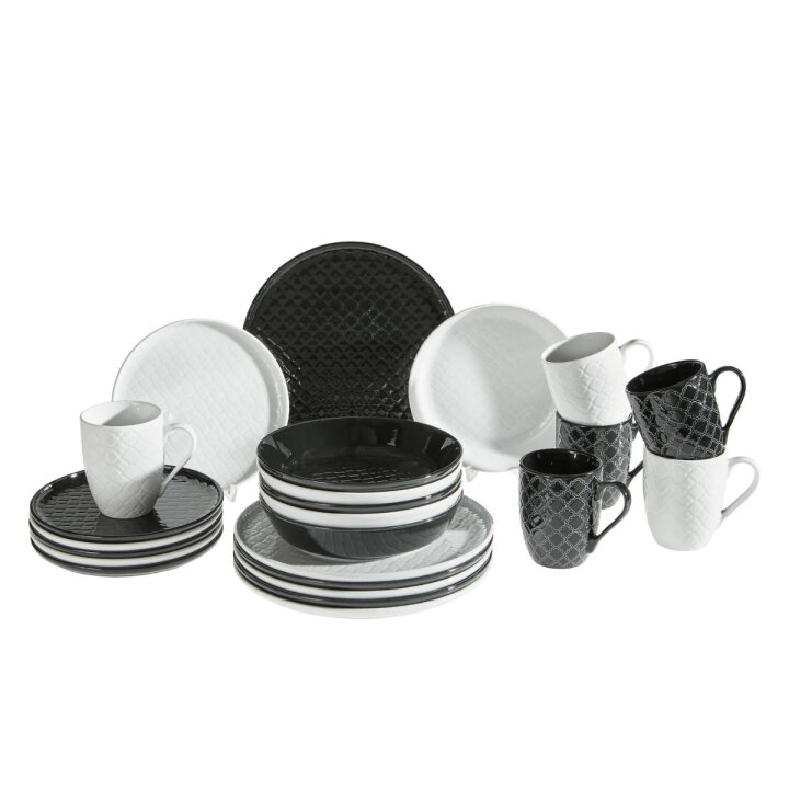 SERVIS ZA JELO PORCULANSKI 24 DIJELNI BLACK & WHITE