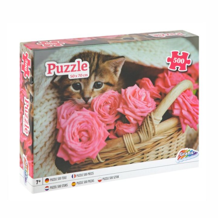 PUZZLE MAČIĆ S RUŽAMA 500 DIJELNE 50x70 cm
