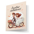 ČESTITKA ZA VJENČANJE - SRETNO MLADENCI - NA BICIKLU