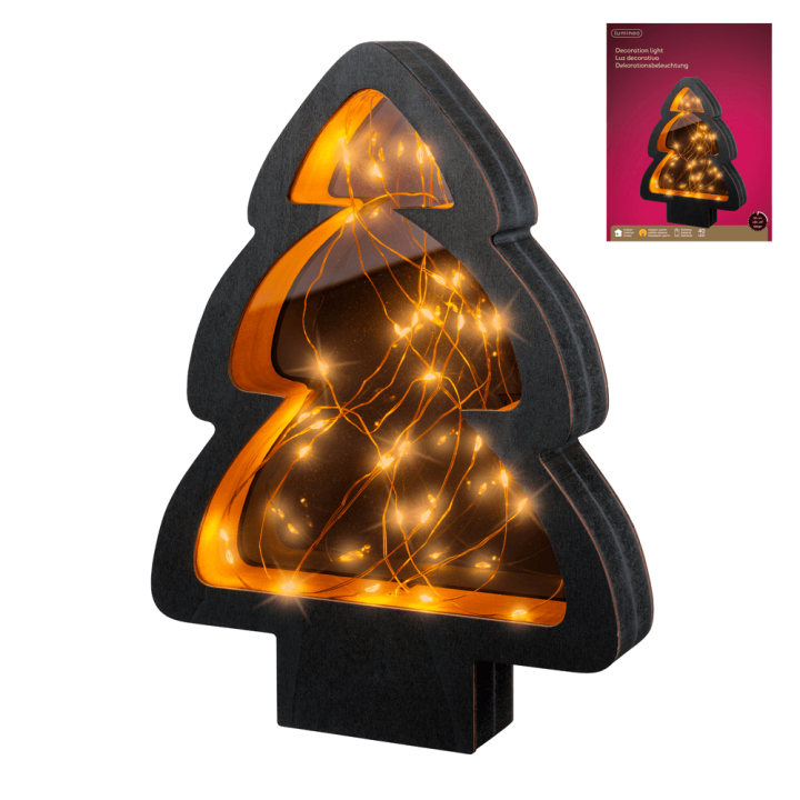 DRVCE DEKORATIVNO CRNO S LED SVJETLIMA 40/1 NA BATERIJE 28 x 21 x 4,2 cm