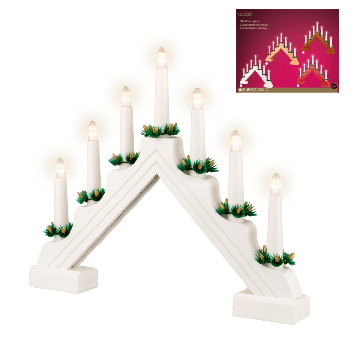 SVIJEĆNJAK SA 7 LED ŽARULJICA - BIJELI 39,5x32 cm