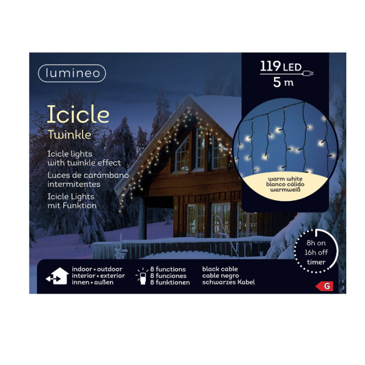 BOŽIĆNE LED LAMPICE VANJSKE / UNUTARNJE 119/1 TOPLO BIJELE S FUNKCIJAMA 500cm TIMER