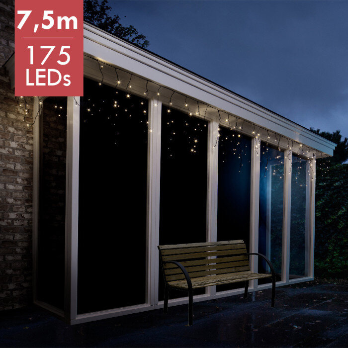 BOŽIĆNE LAMPICE ZAVJESA - TOPLO BIJELE LED 175/1 VANJSKE / UNUTARNJE S FUNKCIJAMA 750 CM