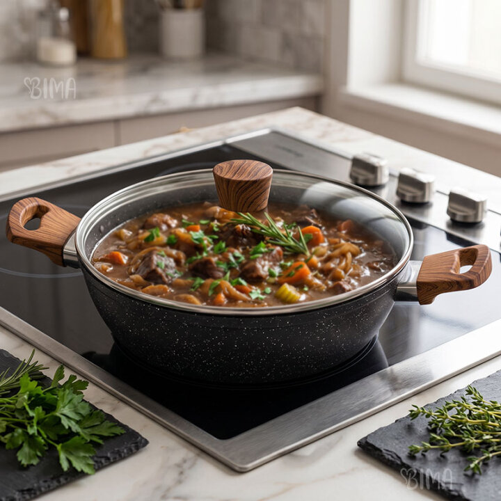 POSUDA ZA KUHANJE S POKLOPCEM i NEPRIJANJAJUĆIM PREMAZOM NATURE 4 L- 28 cm